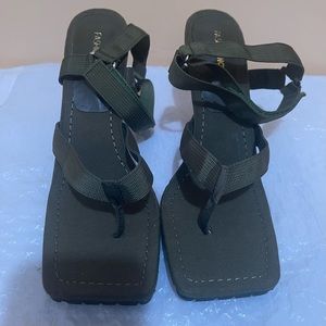 Olive strapped heeled sandal